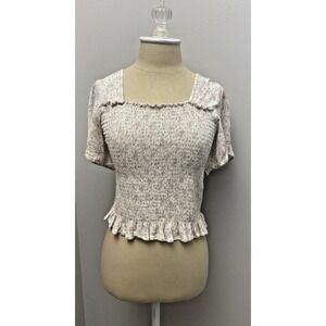 Fourteen & 9th Floral Smocked Crop Top Y2K Milkmaid Peasant Cottagecore Size M